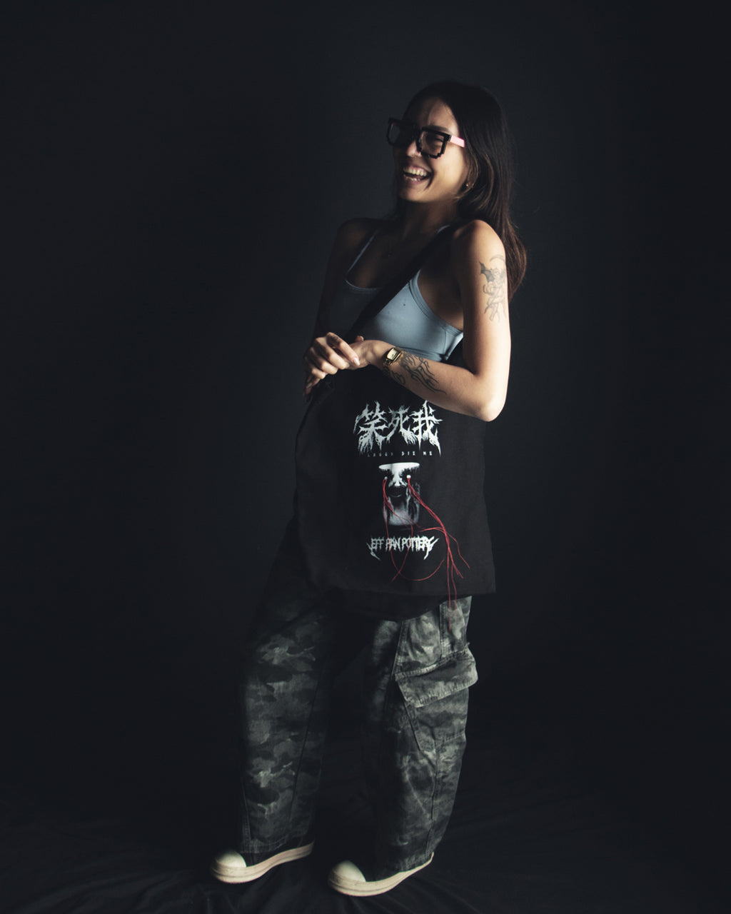 "Laugh Die Me" Tote Bag